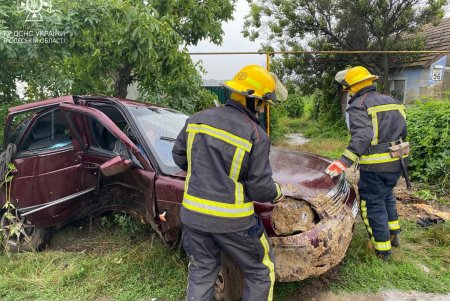 В Березовке доставали водителя из искореженного авто (фото)