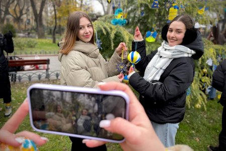 В Горсаду Парламент старшеклассников установил елку единения (фото, видео)