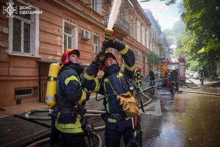 На вулиці Софіївській горить дах трьохповерхового будинку: постраждали три людини (фото)